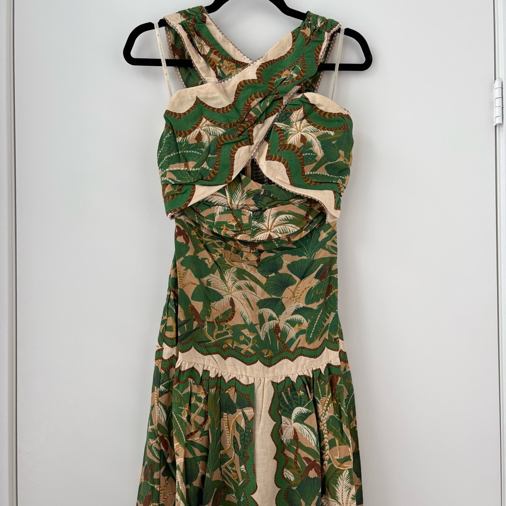 NWOT Farm Rio Beige Tropical Isla Lenzing™ Ecovero™ Euroflax™ Maxi Dress S - Picture 4 of 16